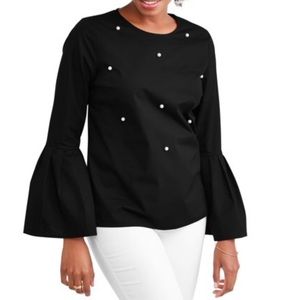 Black blouse with pearls